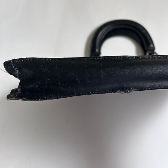 Vintage Phillippe Black Leather Structured Tote Bag H11"x W14.75" - Picture 2 of 9